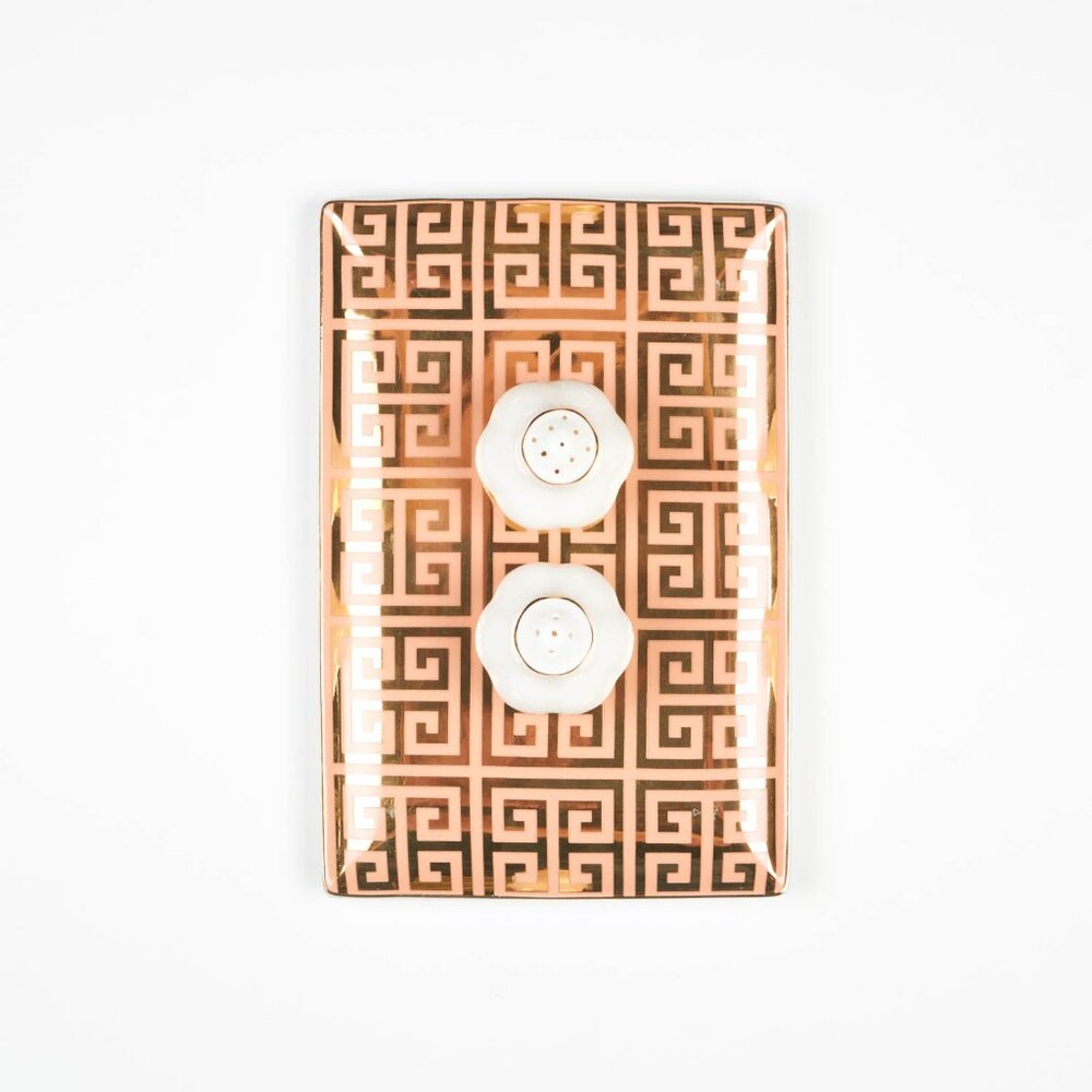 🚨CLEARANCE!! Rosanna Jet Setter Ceramic Decorative Tray - Pink with Gold Design - Picture 2 of 4
